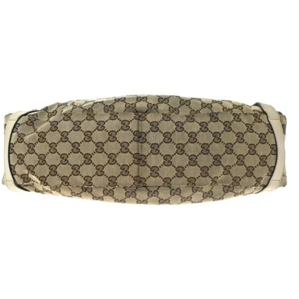 GUCCI Logo GG Pattern Shoulder Tote Bag Canvas Leather Brown White Italy 85EG225 - Picture 6 of 15